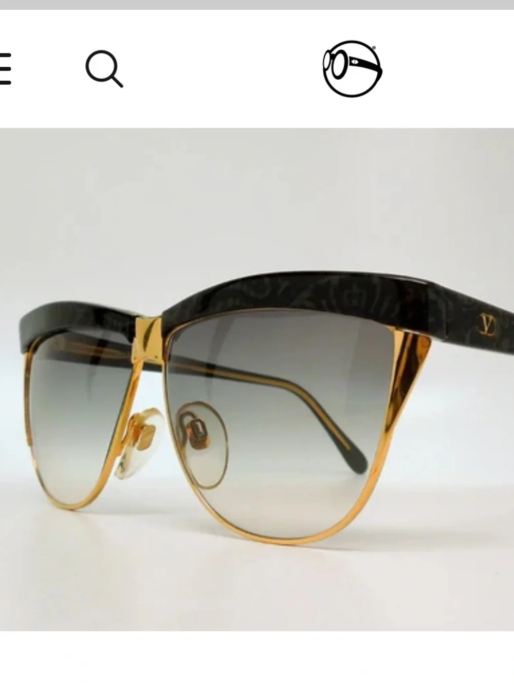 Vintage 1970s Valentino Two-Tone Cat-Eye Sunglasses in Black and Gold RARE - Picture 11 of 12